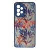 Husa Samsung Galaxy A52 / A52 5G Plastic Dur cu protectie camera, Flowers, Albastru