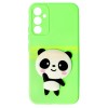 Husa Samsung Galaxy A34 5G, SIlicon Catifelat cu interior Microfibra, Panda 3D, Verde Neon