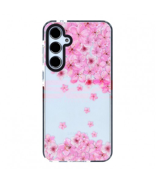 Husa Samsung Galaxy A55, Antishock, Flowers Pink