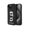 Husa iPhone 15, Karl Lagerfgeld Originala, Silicon Karl & Choupette, Negru