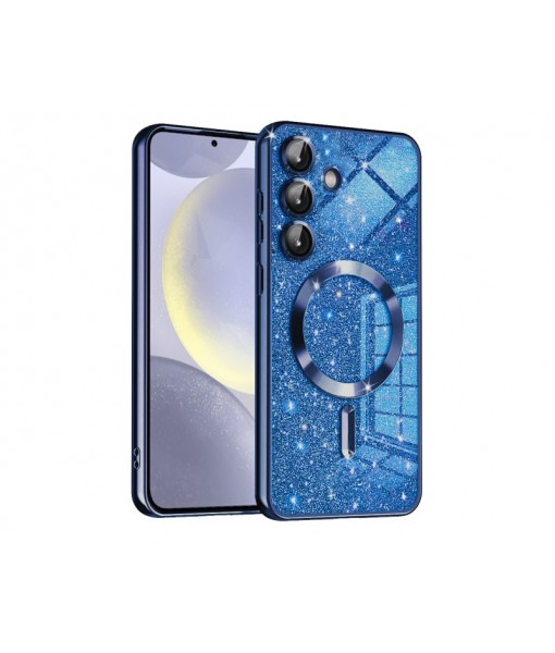 Husa Samsung Galaxy S24 Plus, Crystal Glitter MagSafe cu Protectie La Camere, Blue