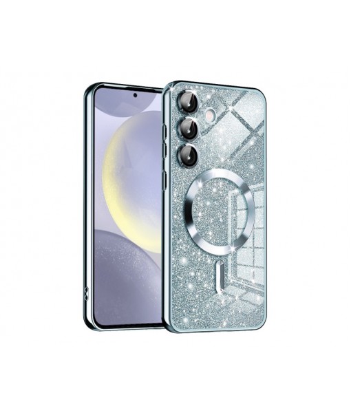 Husa Samsung Galaxy S23 FE, Crystal Glitter MagSafe cu Protectie La Camere, Light Blue