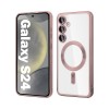 Husa Samsung Galaxy S24, Electro Magsafe, Spate Transparent, Rama Rose Gold